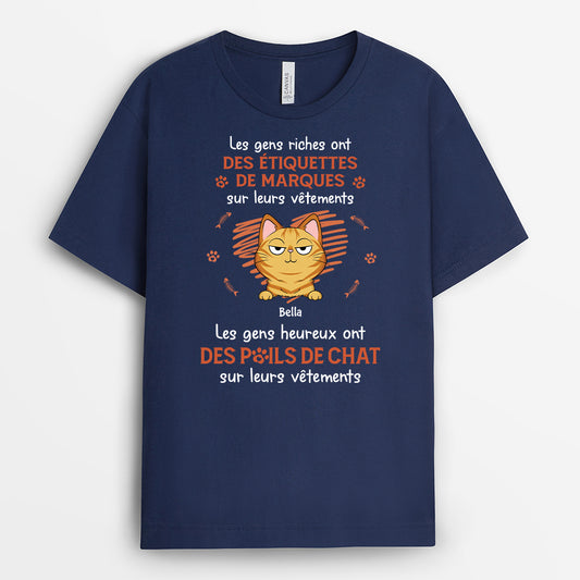 7089AFR2 t shirt personnalise gens heureux ont des poils de chat sur vetements 7089atqcd