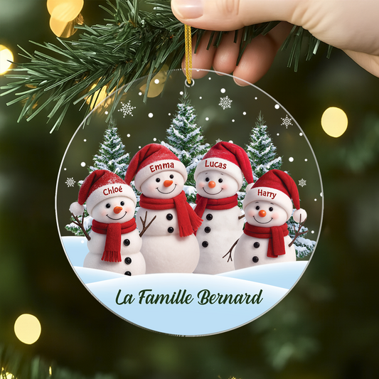 7092OFR2 ornement noel acrylique personnalise famille bonhomme de neige avec sapin 7092okl5i