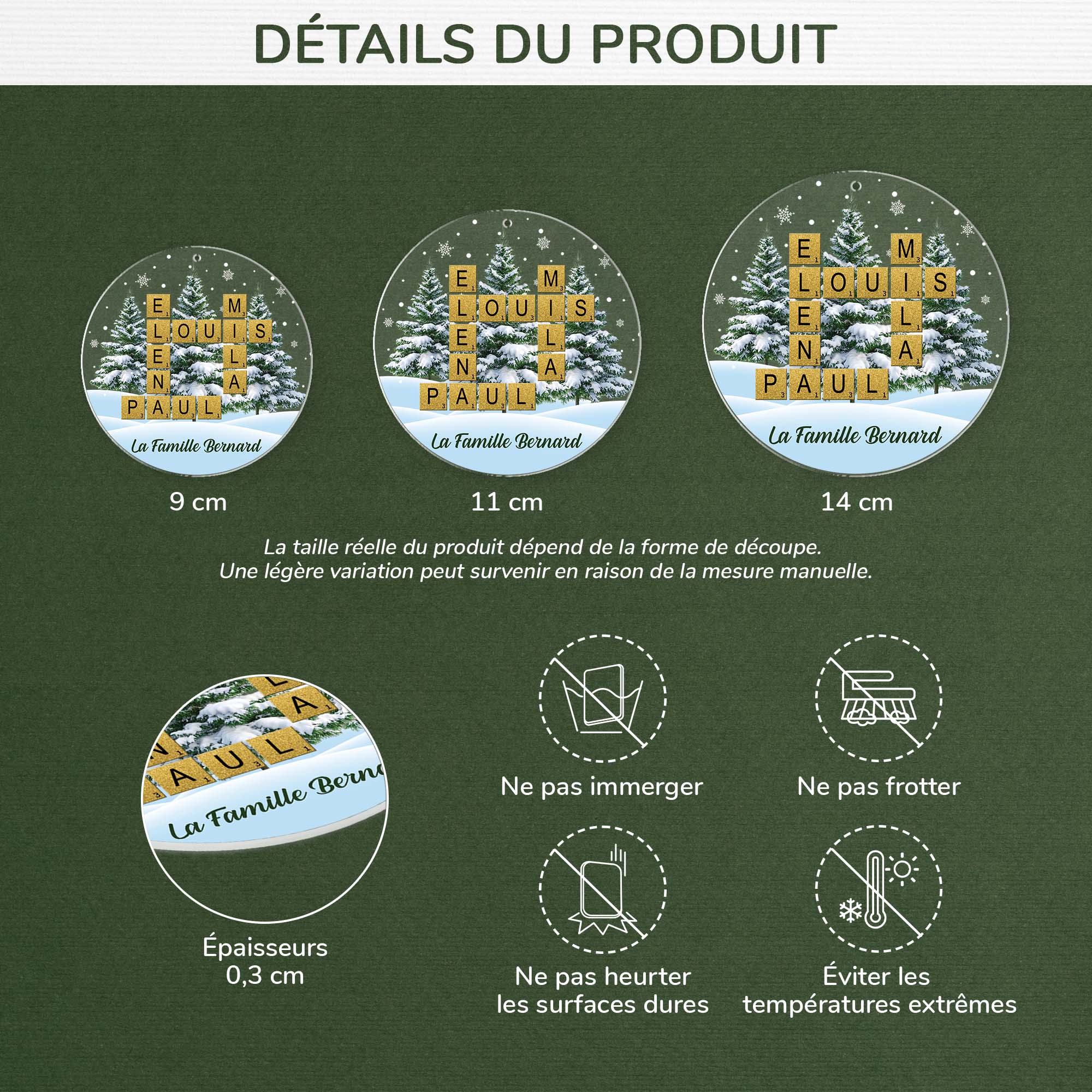 7093OFR3 ornement noel acrylique personnalise nom de famille mots croises 7093okq5i