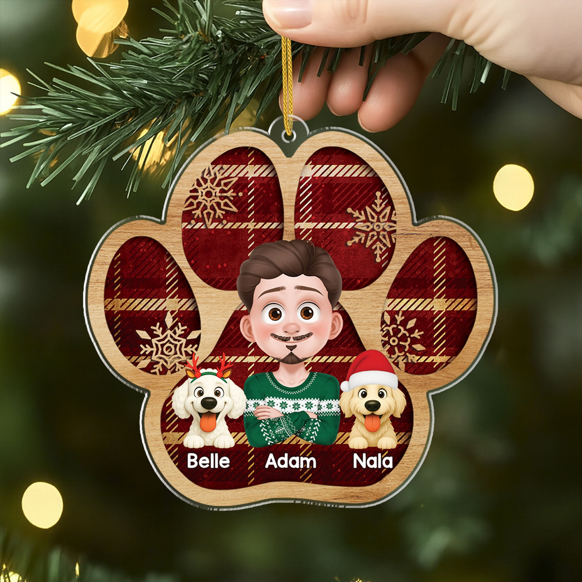 7104OFR2 ornement acrylique personnalise boule de noel patte de chien 7104okv5d