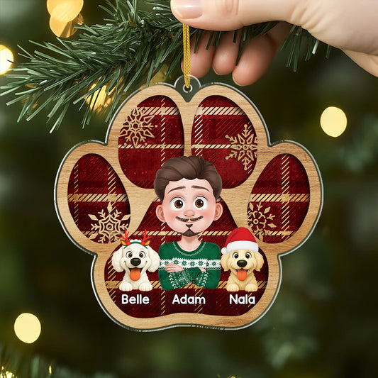 7104OFR2 ornement acrylique personnalise boule de noel patte de chien 7104okv5d