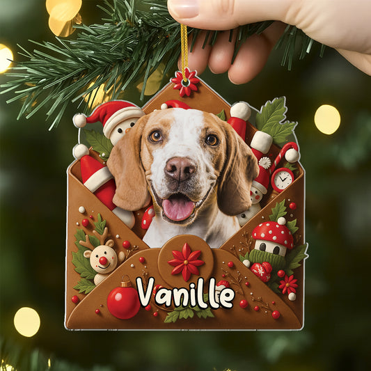 7109OFR2 ornement acrylique personnalise avec photo lettre du pere noel avec mon chien 7109otmnc