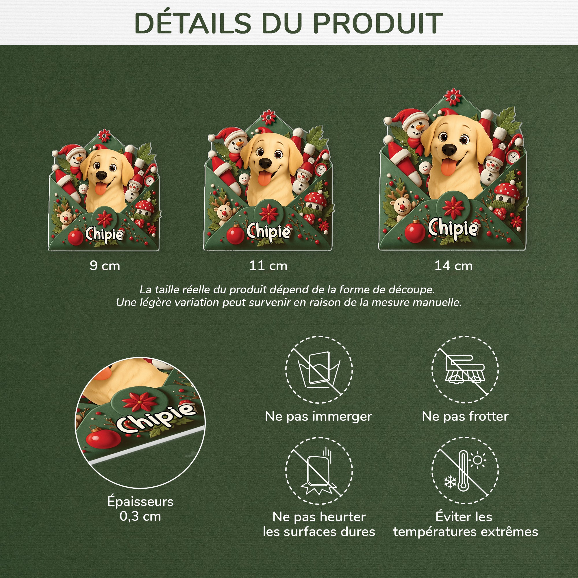 7109OFR3 ornement acrylique personnalise avec photo lettre du pere noel avec mon chien 7109otmnc