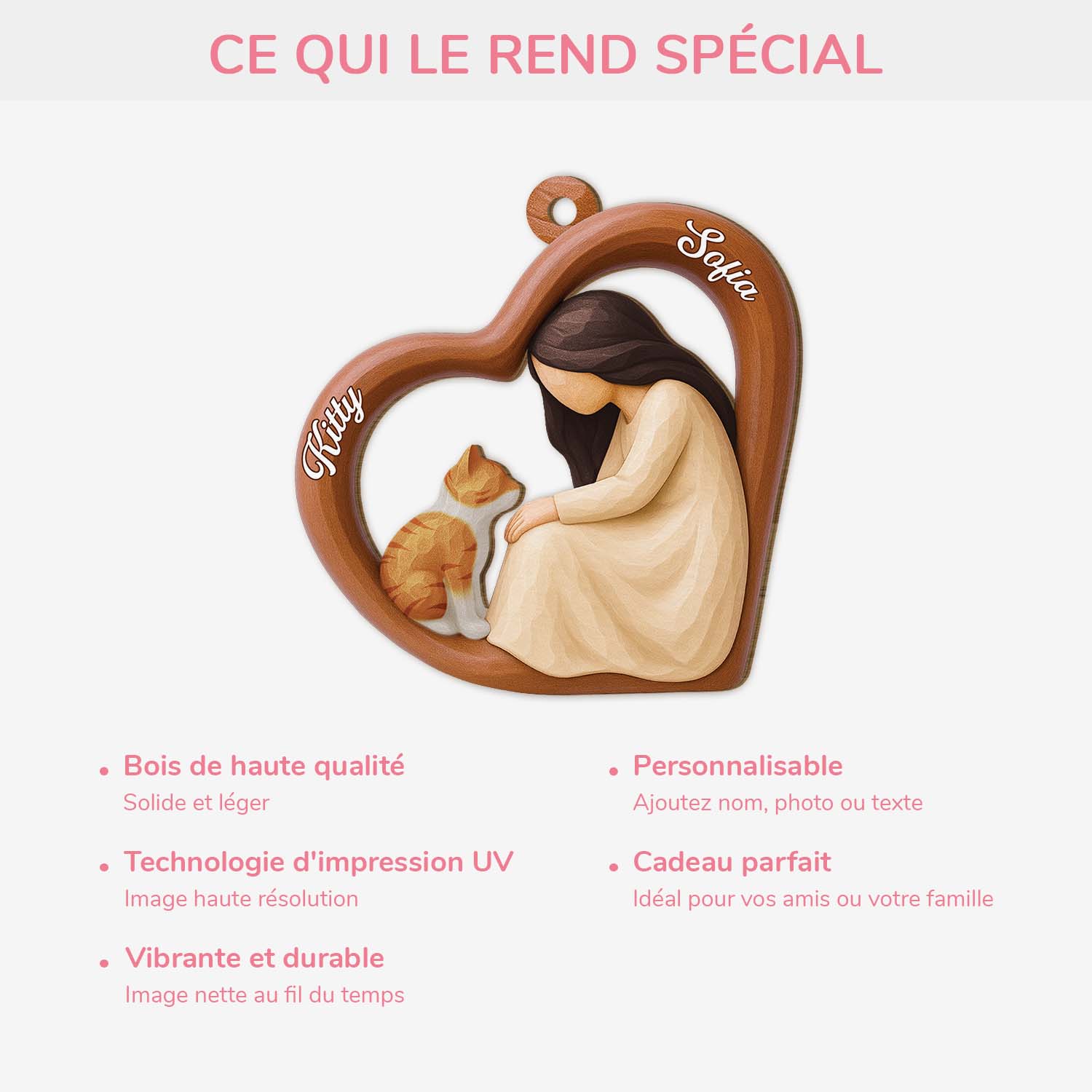 7110OFR4 effet dimpression 3d ornement en bois a 1 couche personnalise decoration de noel chat 7110o3v5d