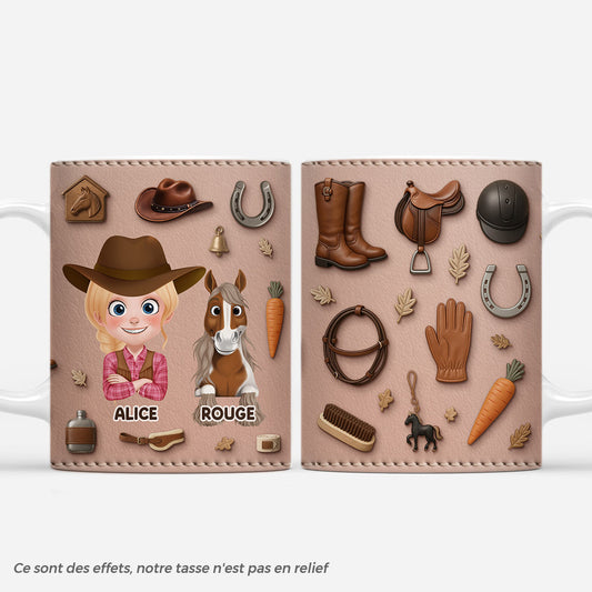 7111MFR1 effet dimpression 3d mug personnalise fille et son joli cheval 7111m6tzu