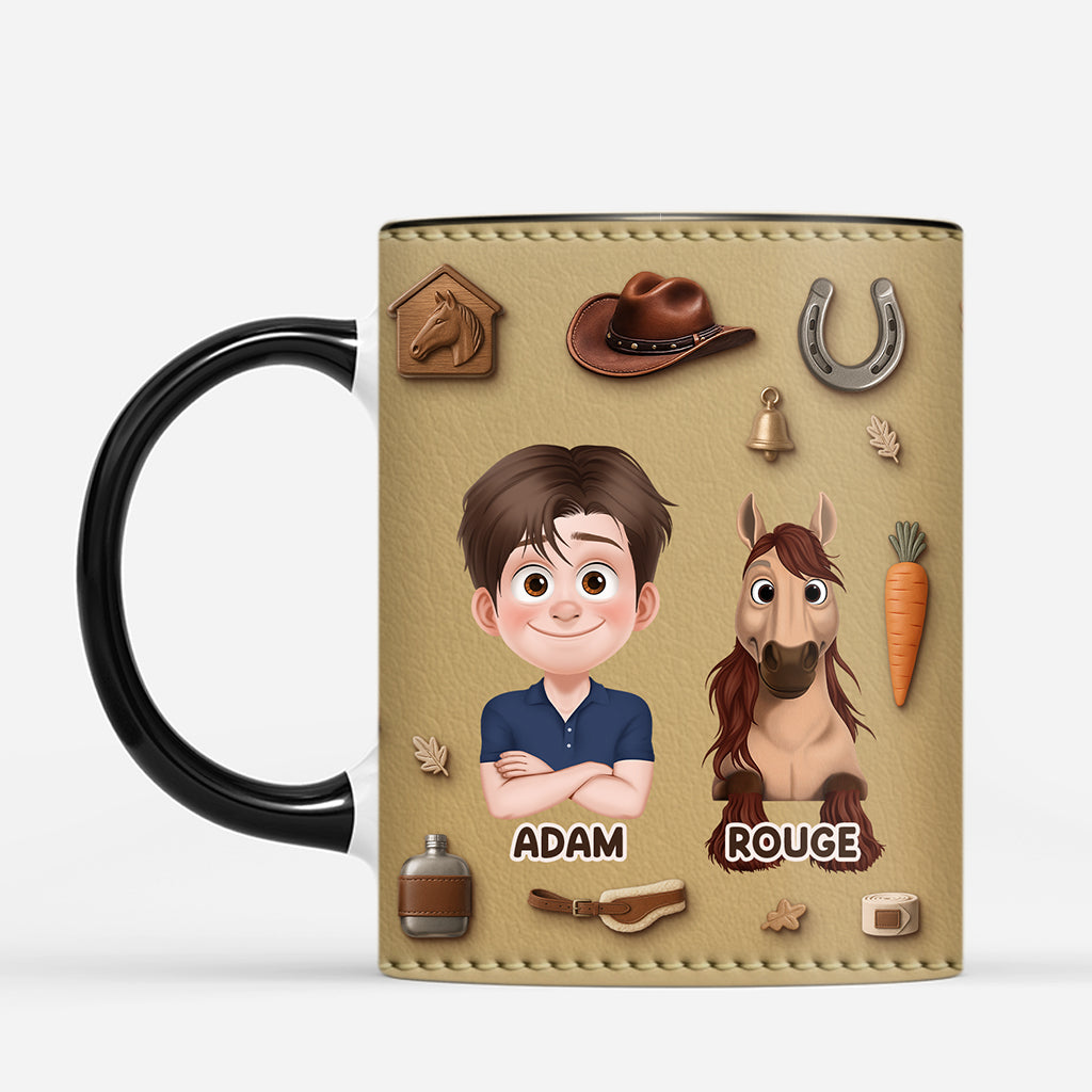 7111MFR2 effet dimpression 3d mug personnalise fille et son joli cheval 7111m6tzu