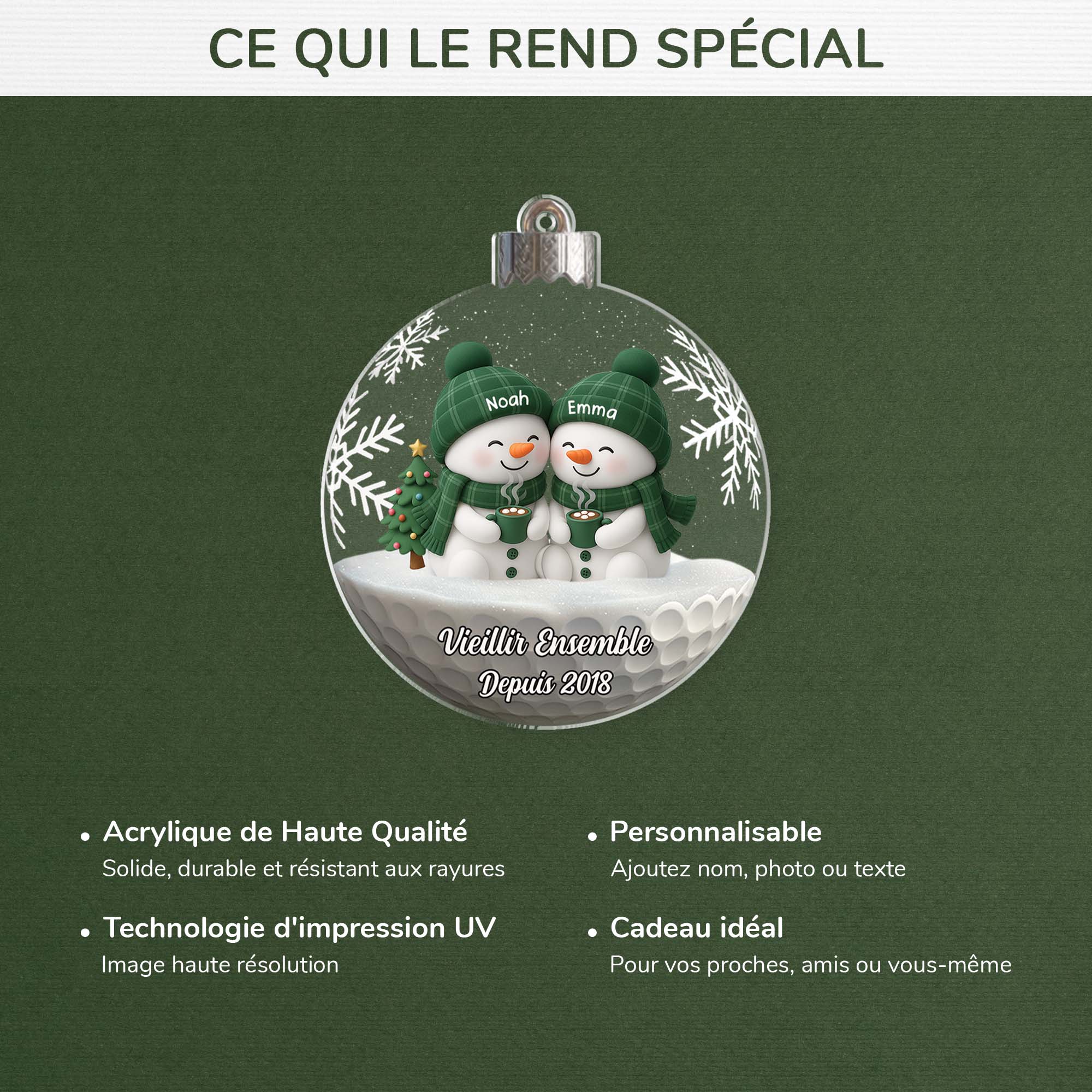 7136OFR4 effet dimpression 3d ornement acrylique personnalise couple avec neige vieillir ensemble 7136o8q5g