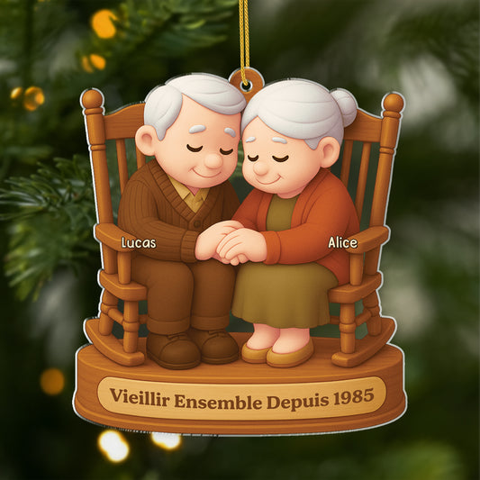 7140OFR1 effet dimpression 3d ornement noel acrylique personnalise vieillir ensemble couple toi  moi 7140otpng