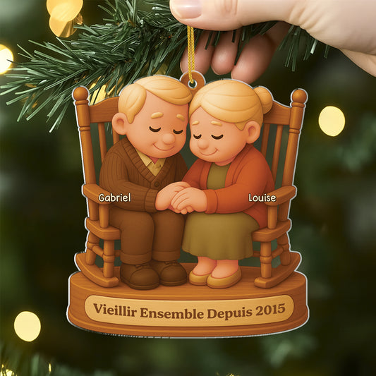 7140OFR2 effet dimpression 3d ornement noel acrylique personnalise vieillir ensemble couple toi  moi 7140otpng