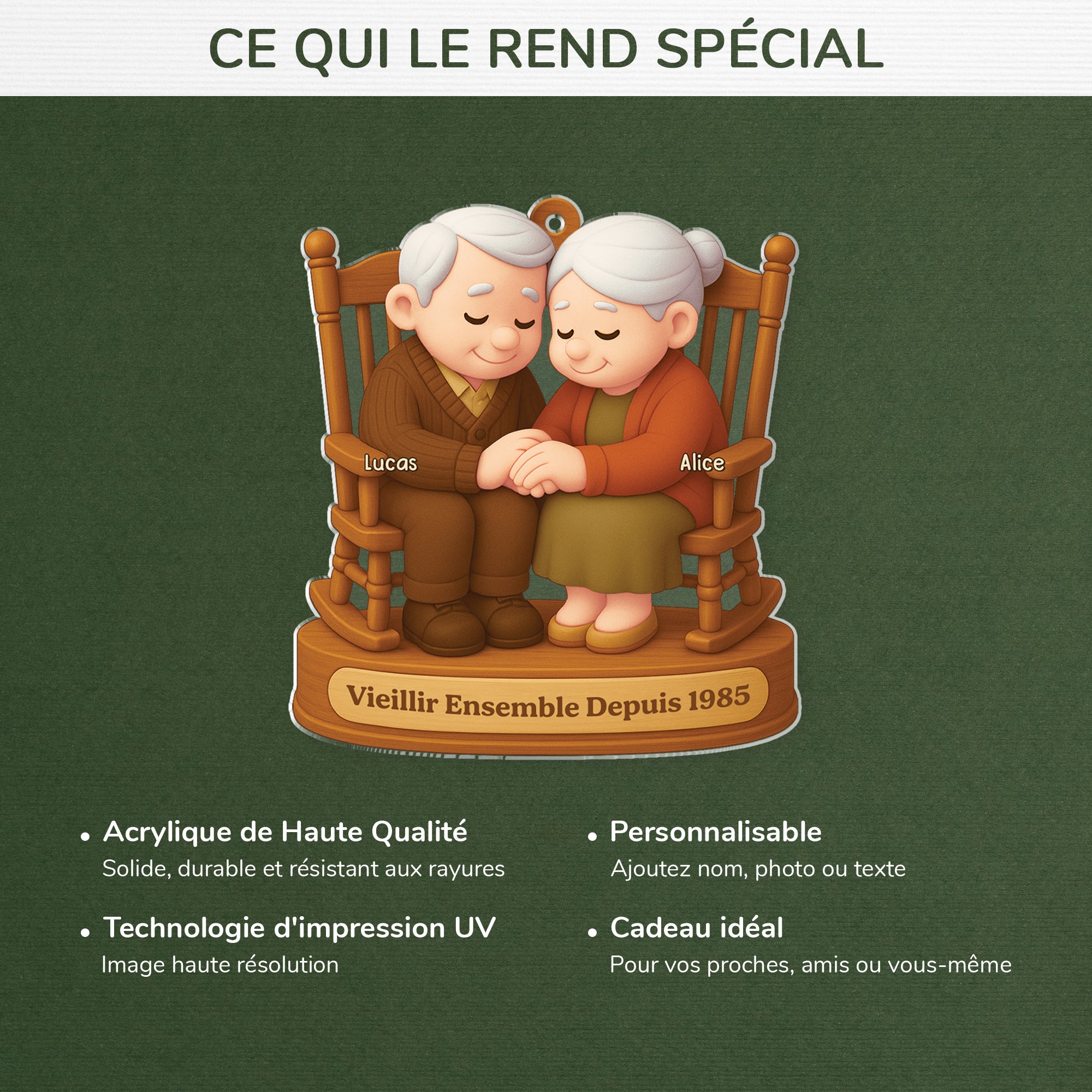 7140OFR4 effet dimpression 3d ornement noel acrylique personnalise vieillir ensemble couple toi  moi 7140otpng