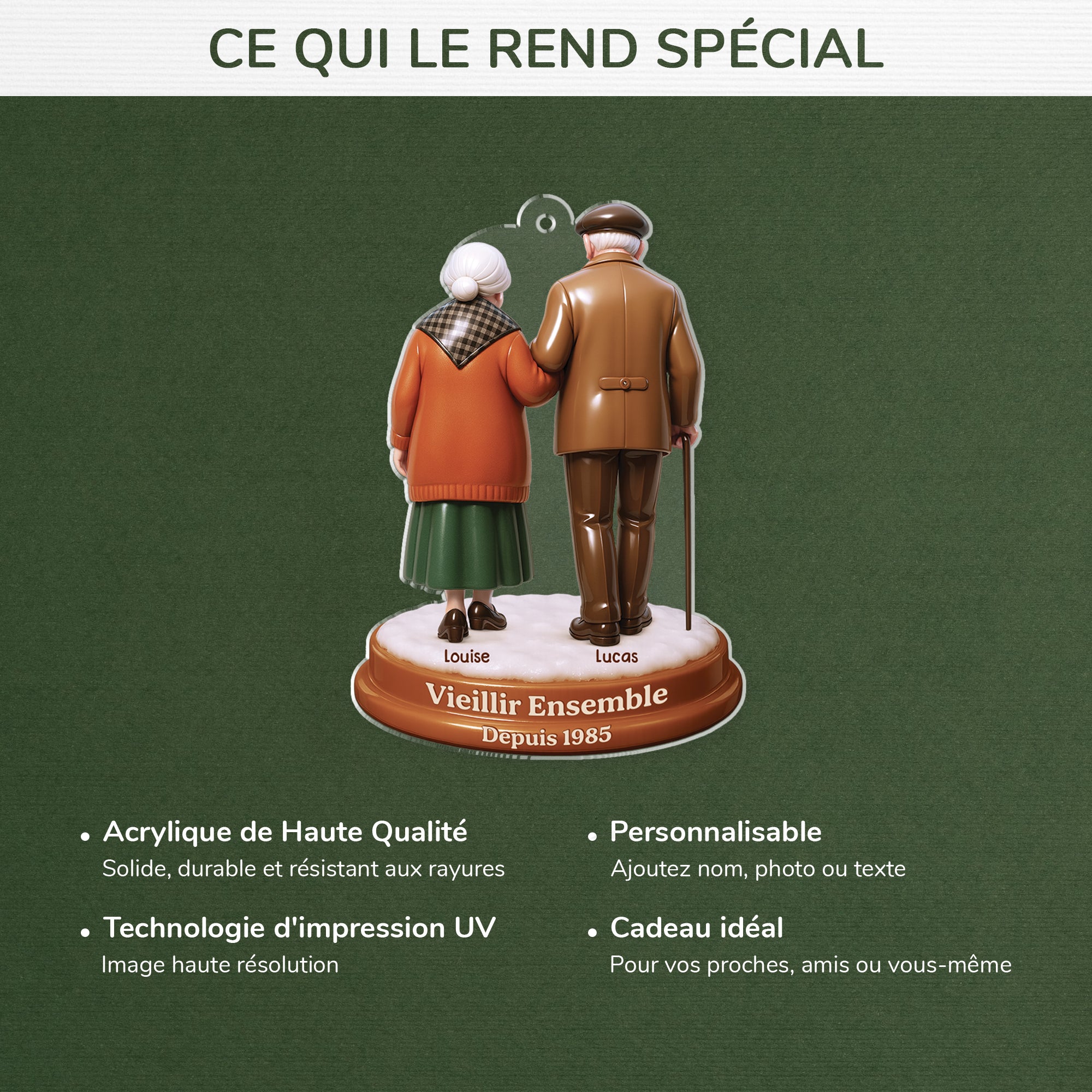 7148OFR4 effet dimpression 3d ornement noel acrylique personnalise couple vieillir ensemble toi et moi 7148otqng