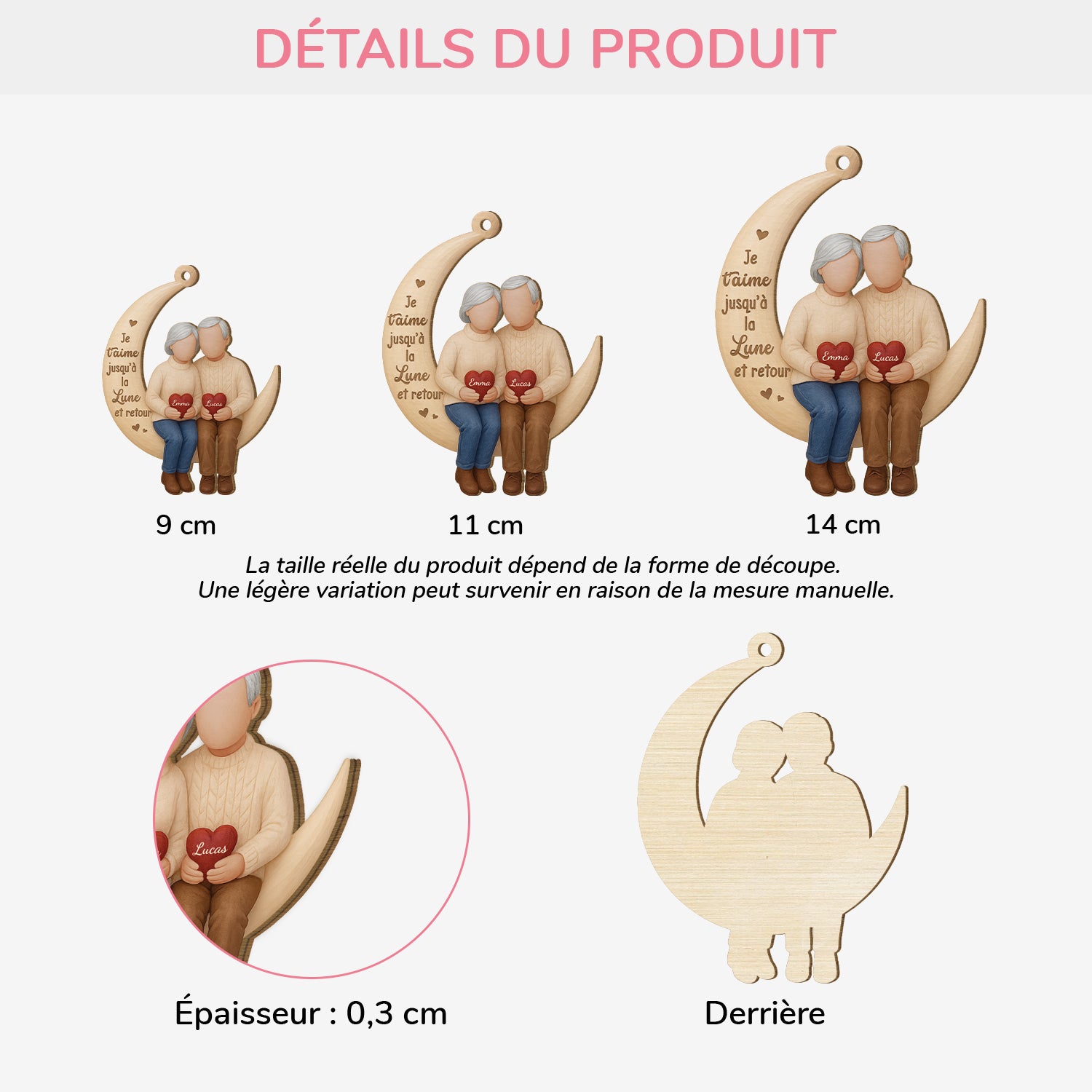 7152OFR3 ornement noel en bois a 1 couche personnalise couple mon endroit prefere est a tes cotes 7152o