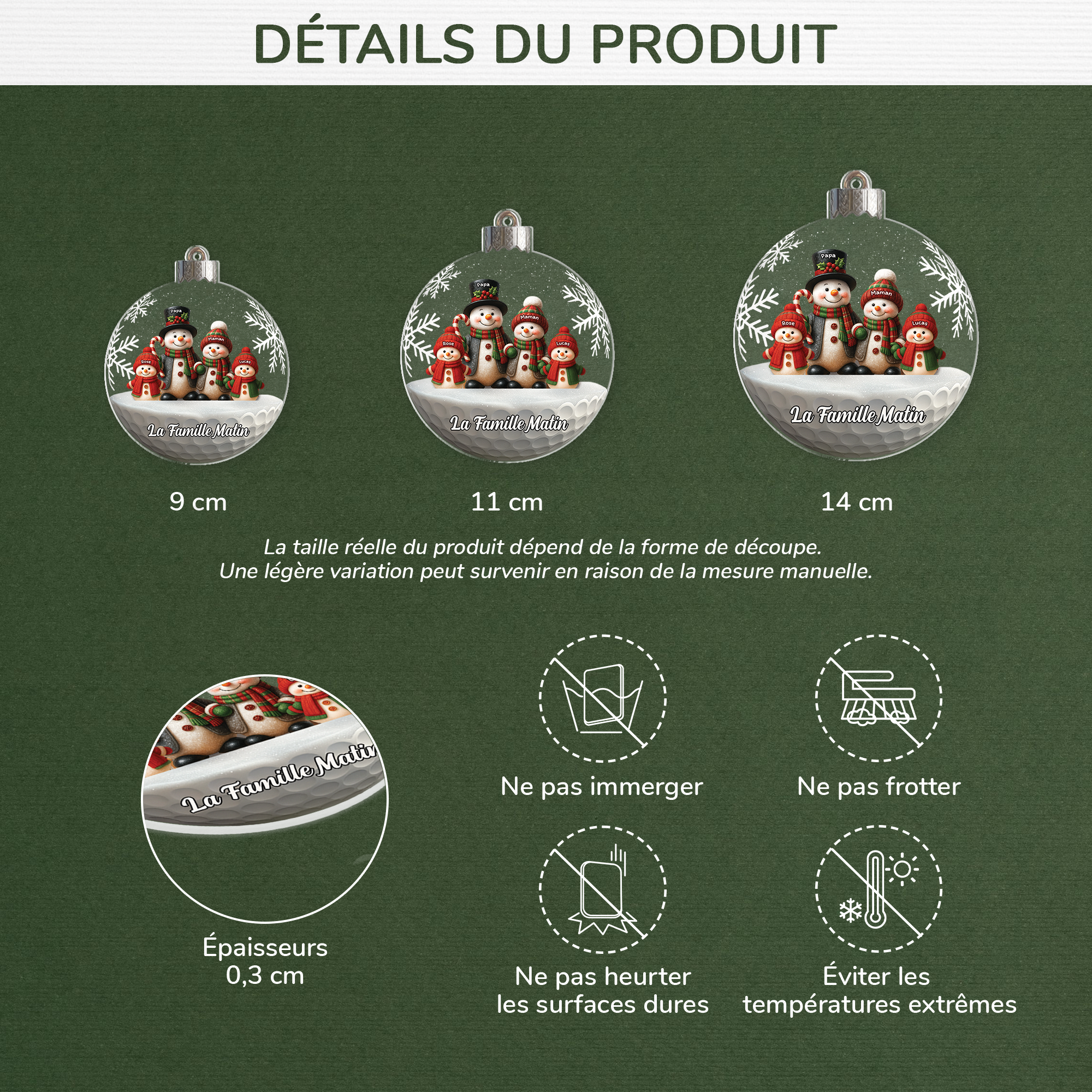 7156OFR3 effet dimpression 3d ornement acrylique personnalise boule de noel famille laine 7156ott5i