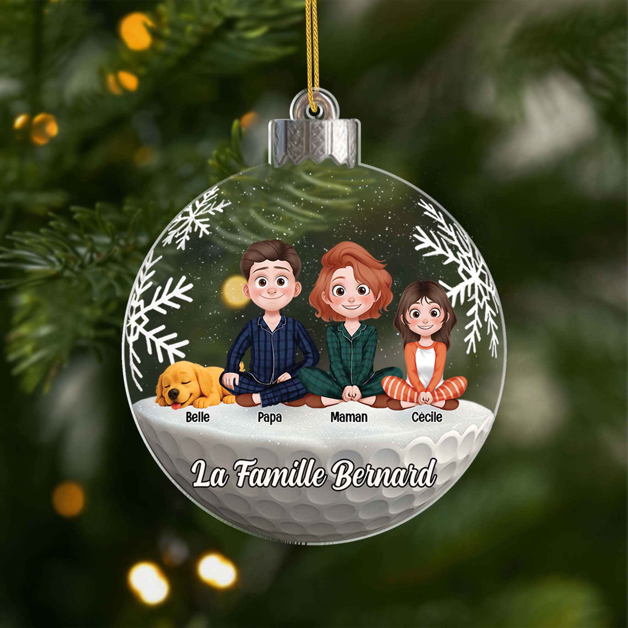 7157OFR1 effet dimpression 3d ornement acrylique personnalise boule de noel famille avec animaux 7157otq5i