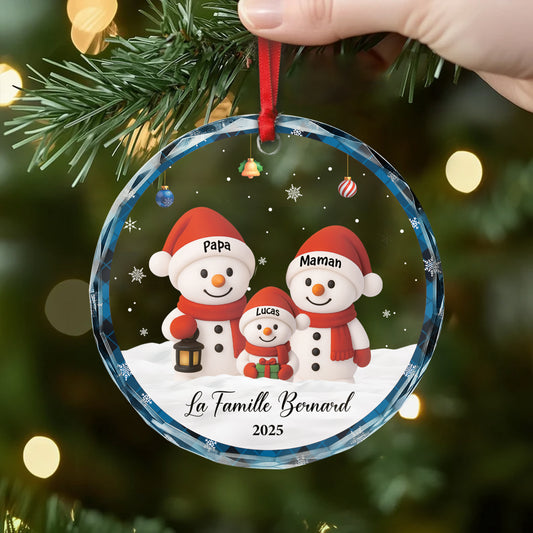 7177OFR2 effet dimpression 3d ornement en verre personnalise noel ensemble de famille 7177o3t5i