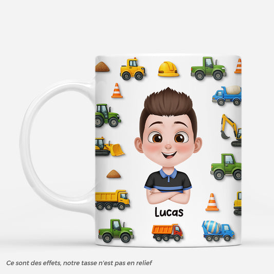 7178MFR1 effet dimpression 3d mug personnalise enfant vehicules de chantier 7178m8tzk