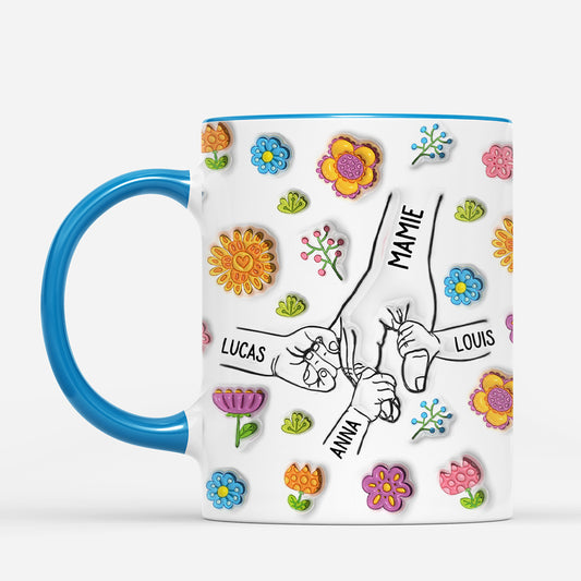 7189MFR2 effet dimpression 3d mug personnalise mamie maman et moi avec fleurs 7189m3qwa