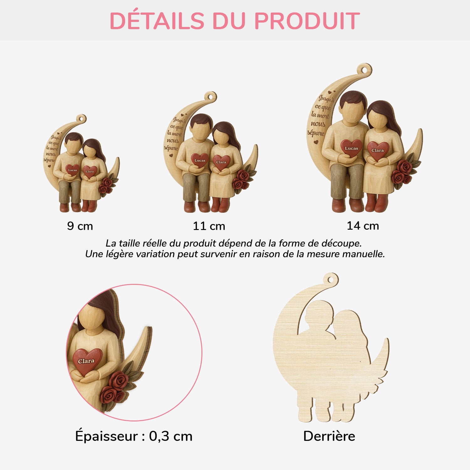 7205OFR3 ornement noel en bois a 1 couche personnalise couple jusqu_a la lune et retour 7205o6qmg