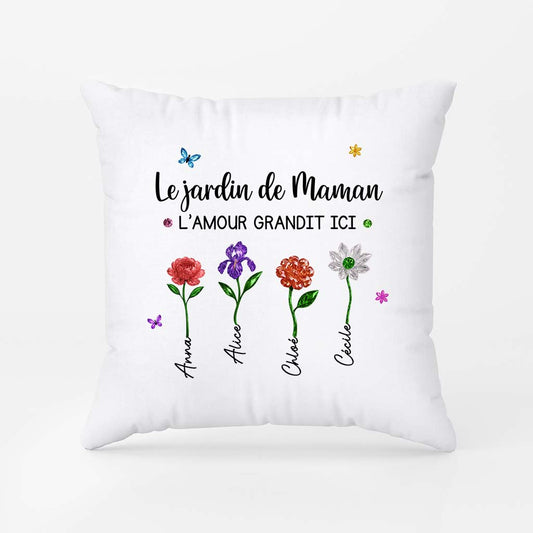 7211PFR2 amour dans le jardin de maman coussin personnalise maman mamie 7211p6q5a