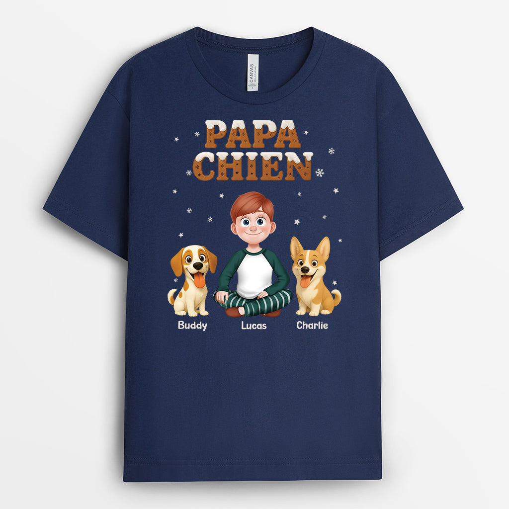 7216AFR2 t shirt personnalise de noel maman chien biscuit 7216atyzc