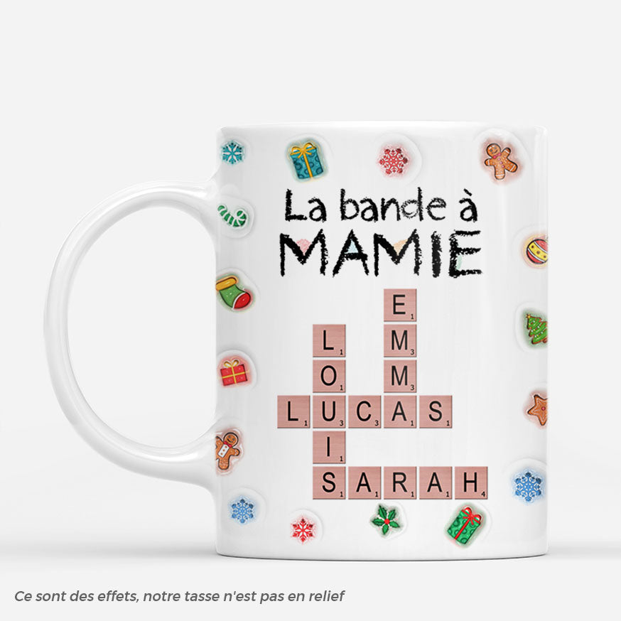 7225MFR1 effet dimpression 3d mug de noel personnalise avec mots croises la band a mamie papy 7225mkt5a