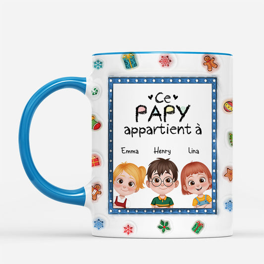 7227MFR2 effet dimpression 3d mug de noel personnalise papy mamie appartient a ses petits enfants 7227mkv5a