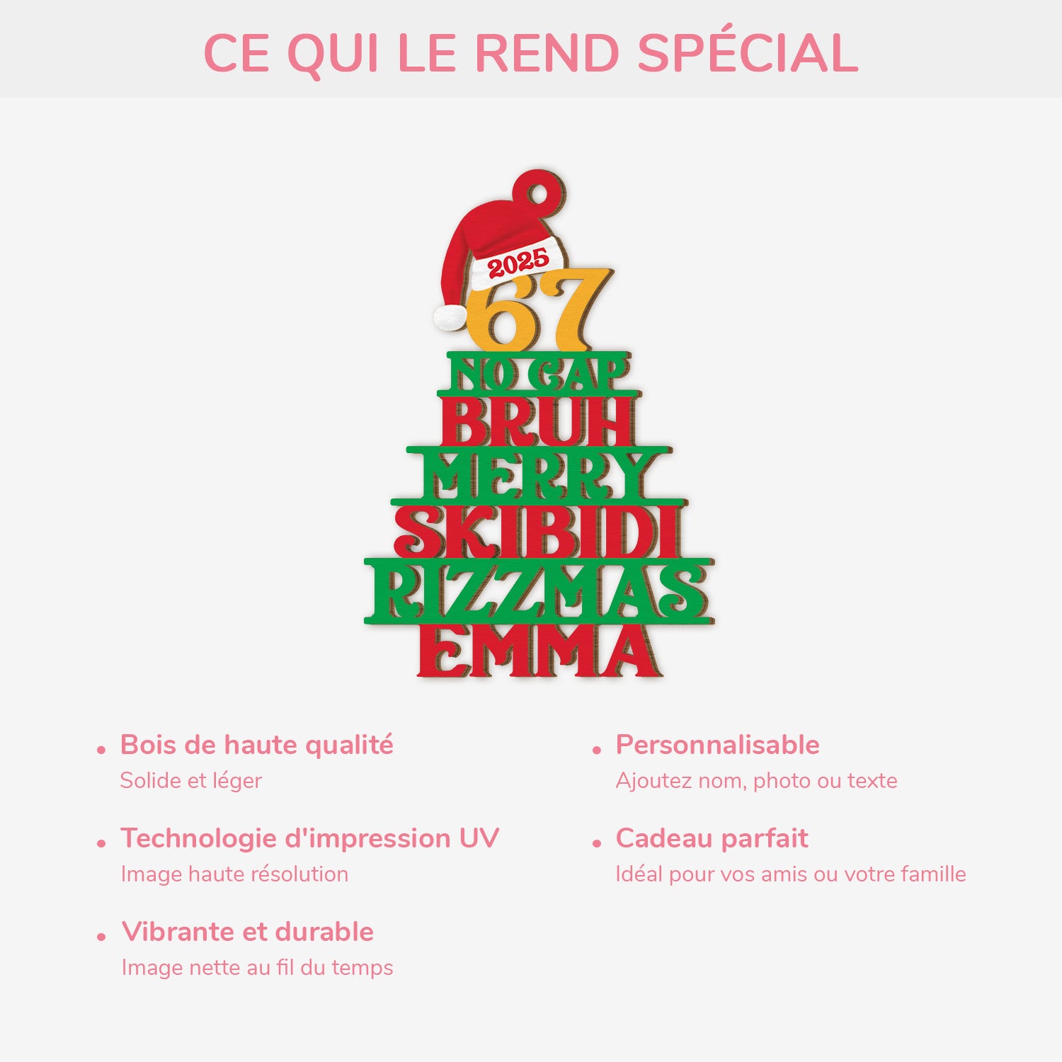 7228OFR4 ornement en bois a 1 couche personnalise pour femmehomme sapin de noel_ humour avec argots 7228oktma
