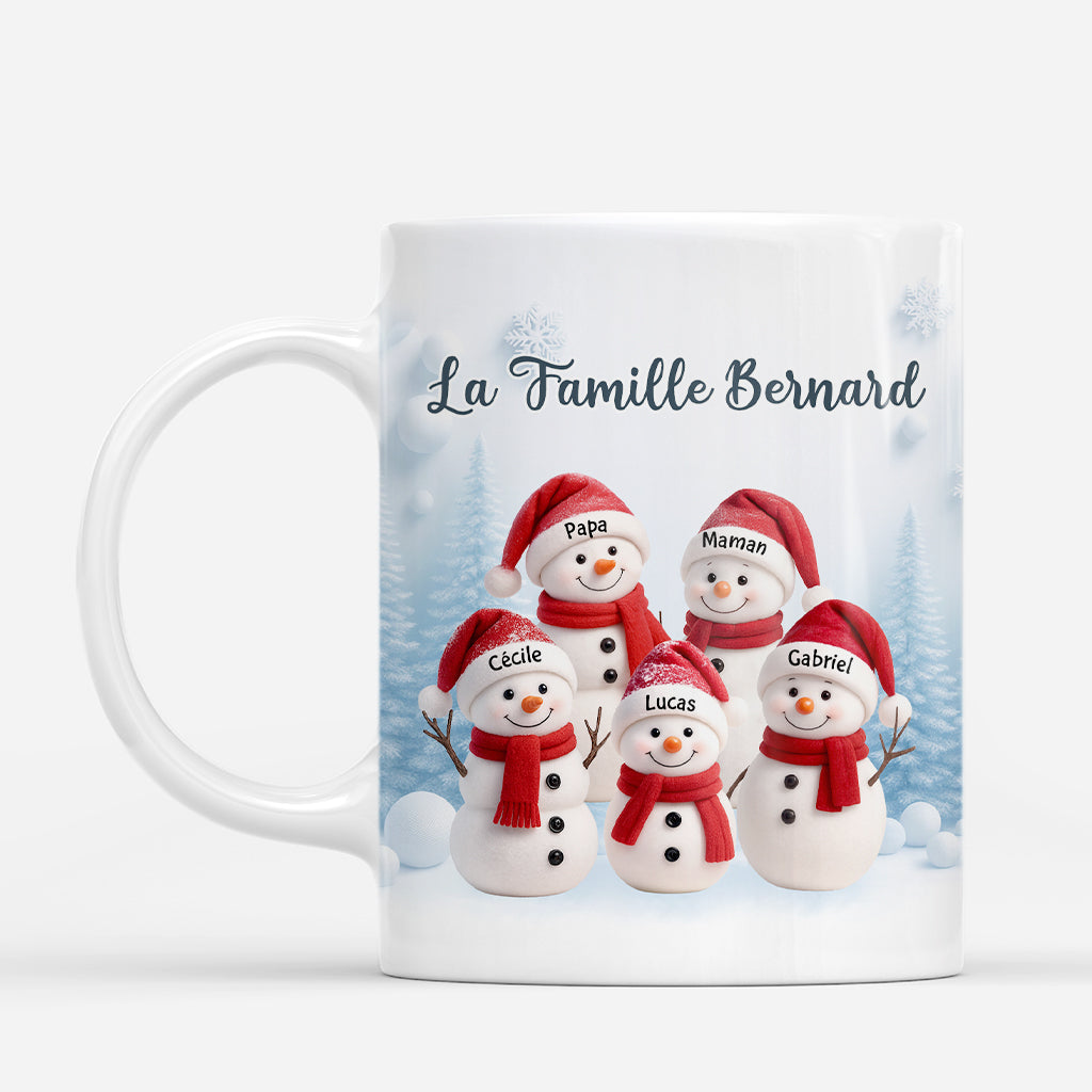 7229MFR1 effet dimpression 3d mug de noel personnalise notre famille bonhomme de neige 7229m3qai