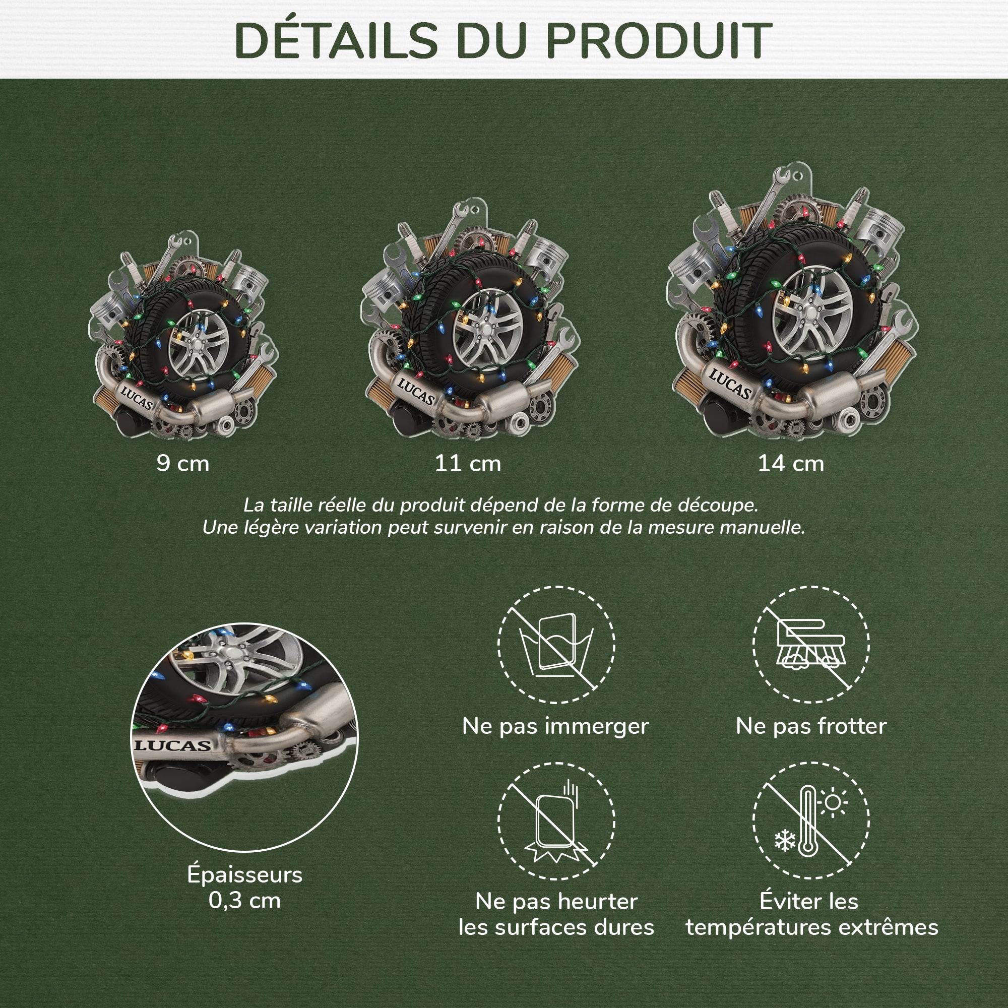 7230OFR3 effet dimpression 3d ornement acrylique personnalise pour femmehomme sapin de noel pneu 7230okvcb