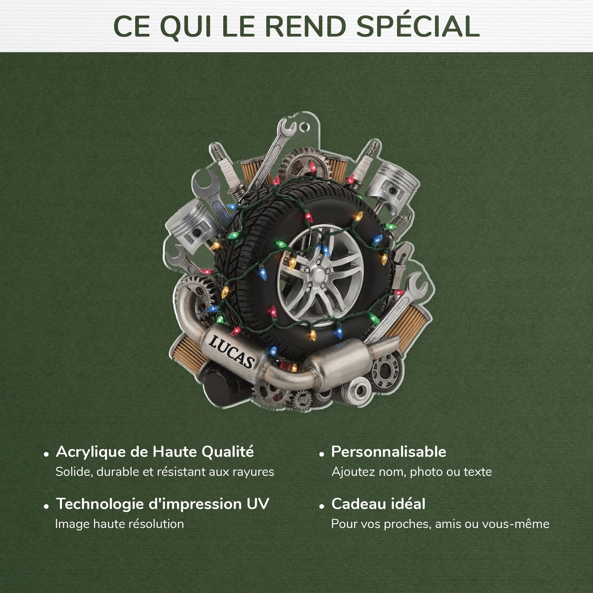 7230OFR4 effet dimpression 3d ornement acrylique personnalise pour femmehomme sapin de noel pneu 7230okvcb