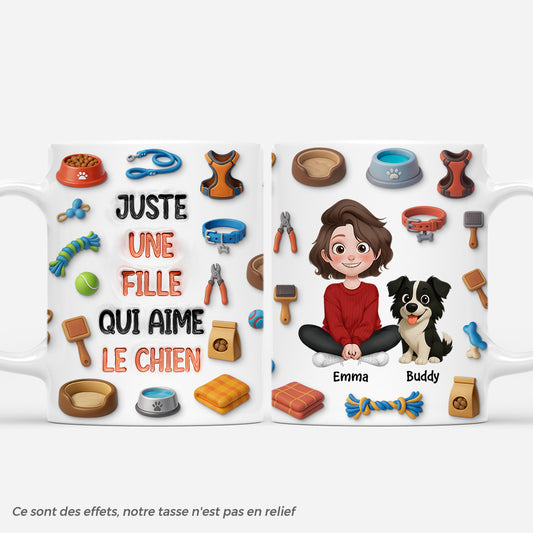 7246MFR1 effet dimpression 3d mug personnalise chien une fille qui aime le chien 7246mkvzc