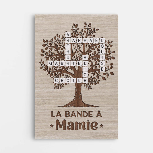 7258CFR1 toile personnalise avec mot croise la band a mamie papy 7258c8l5a