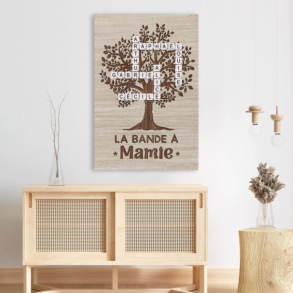 7258CFR3 toile personnalise avec mot croise la band a mamie papy 7258c8l5a