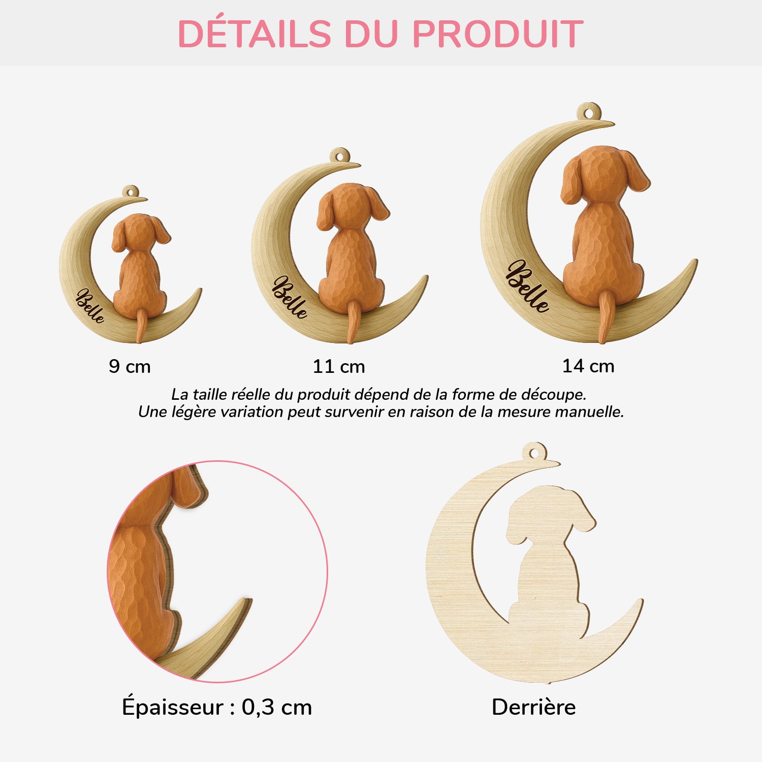7260OFR3 effet dimpression 3d ornement noel en bois a 1 couche personnalise chien sous les etoiles 7260o