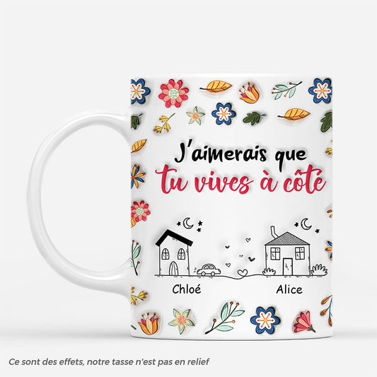 7262MFR1 effet dimpression 3d mug personnalise amis avec fleur vivre a cote 7262m8v5f