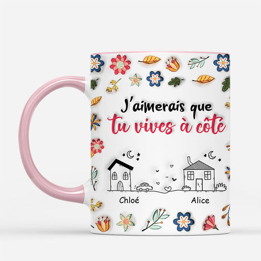 7262MFR2 effet dimpression 3d mug personnalise amis avec fleur vivre a cote 7262m8v5f