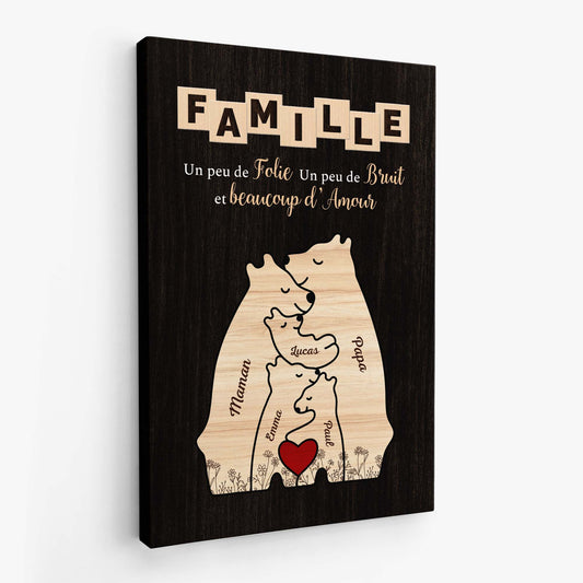 7266CFR2 toile mot croise personnalise famille ours avec fleur 7266ctt5i