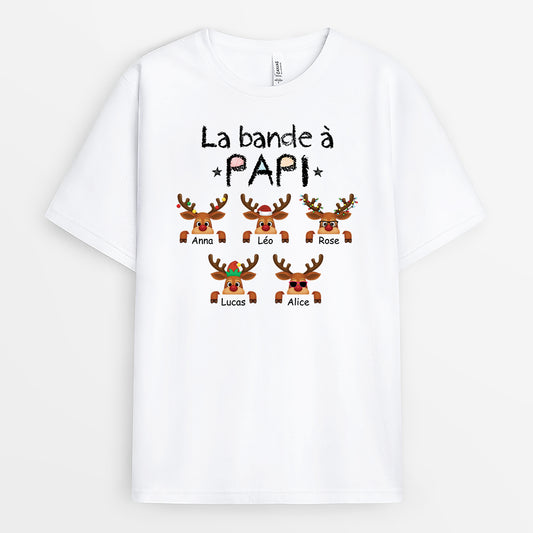 7270AFR1 t shirt personnalise blanc de noel jolis rennes de papy mamie 7270a3z5b