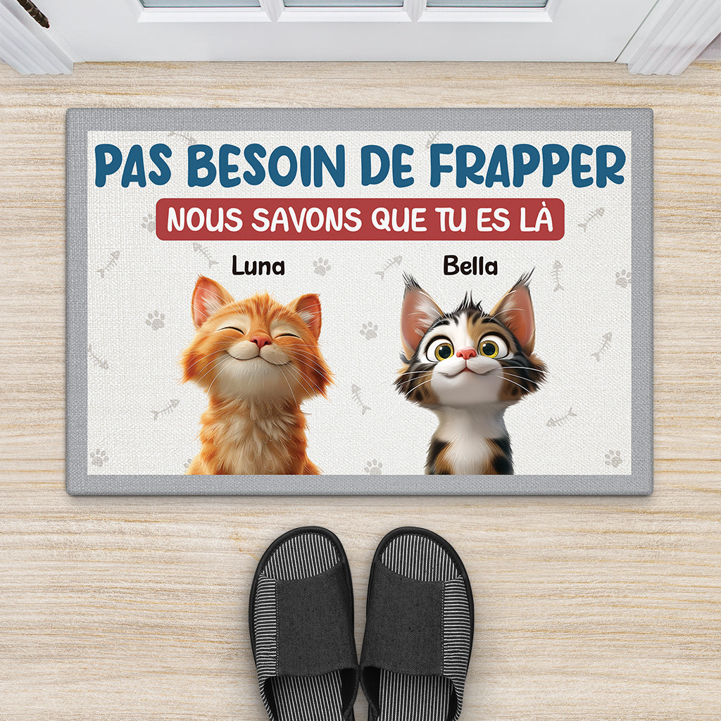 7285DFR2 paillasson personnalise chat pas besoin de frapper je sais 7285d8kcd
