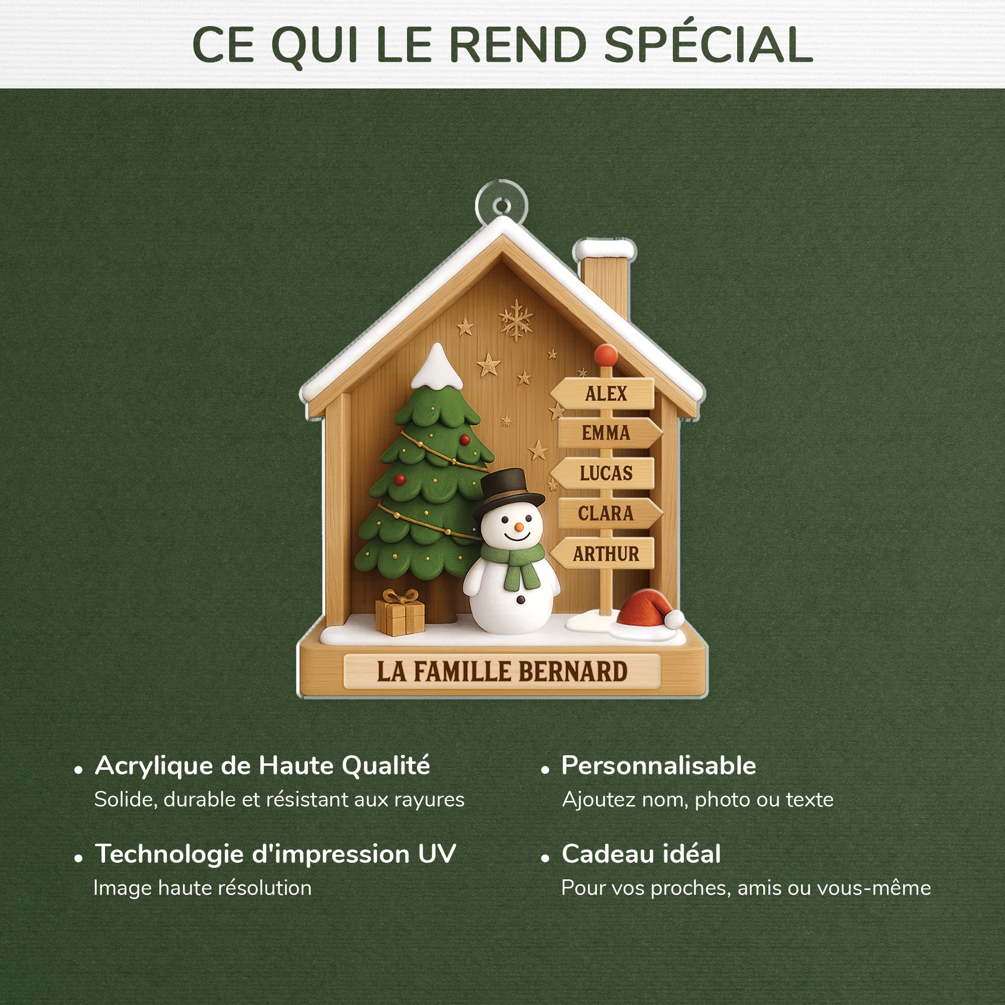 7287OFR4 effet dimpression 3d ornement de noel acrylique personnalise famille chaleureuse 7287othmi
