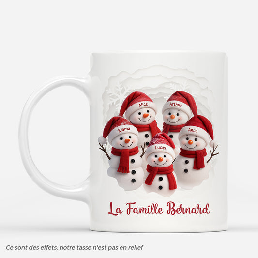 7288MFR1 effet dimpression 3d mug personnalise famille de noel bonhomme de neige 7288m8vni