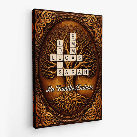 7302CFR2 toile arbre de vie personnalise notre famille avec mots croises 7302c6twi