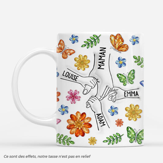 7307MFR1 effet dimpression 3d mug personnalise mamie maman et fleurs en verre 7307m6taa