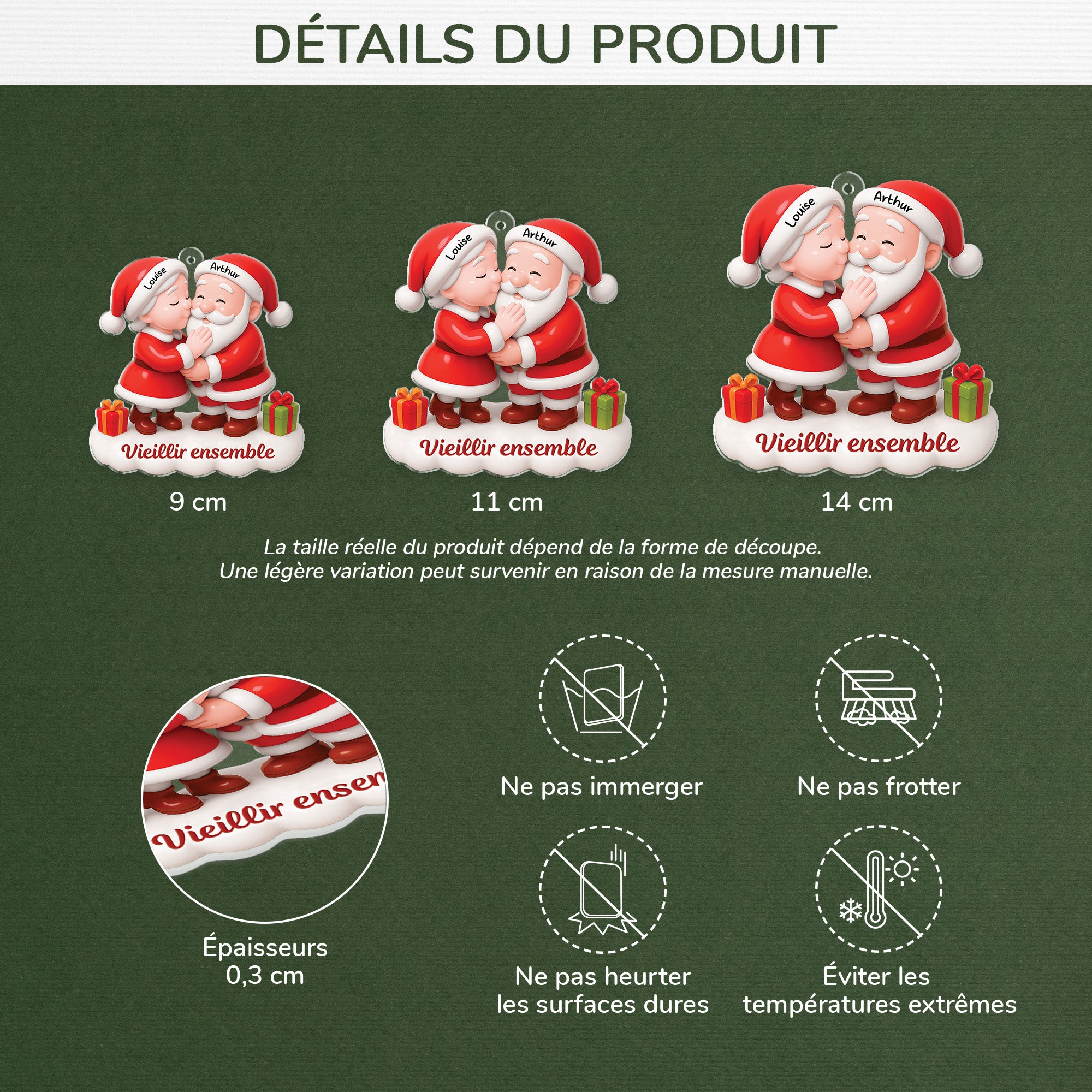 7315OFR3 effet dimpression 3d ornement acrylique personnalise vieillir ensemble couple de noel 7315o3q5g