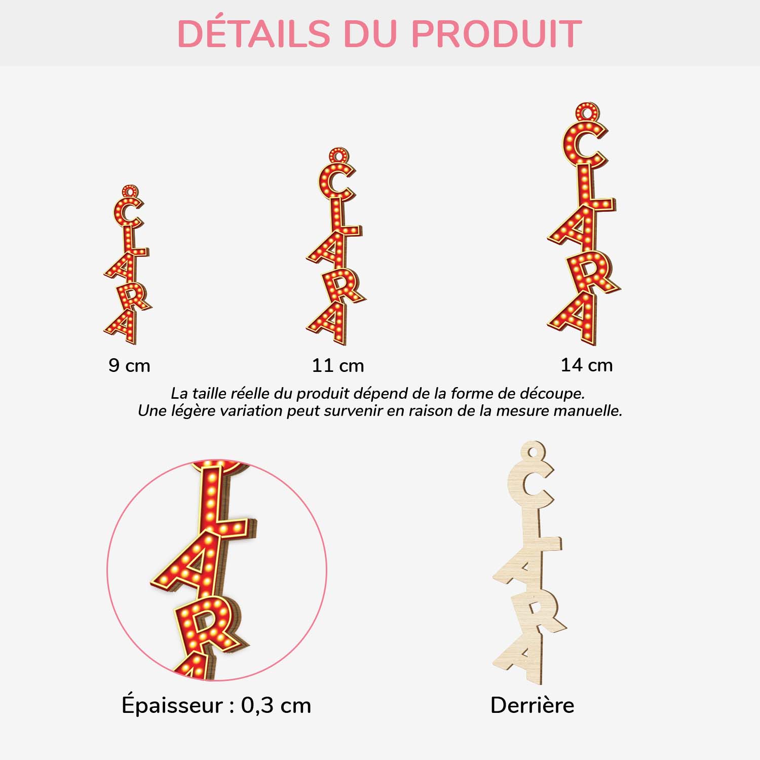 7324OFR2 effet dimpression 3d ornement en bois a 1 couche personnalise hommefemme lettres de prenom style cinema 7324otm5a