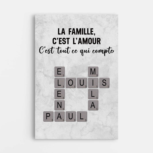 7328CFR1 toile mot croise personnalise amour eternel de la famille 7328c8m5i
