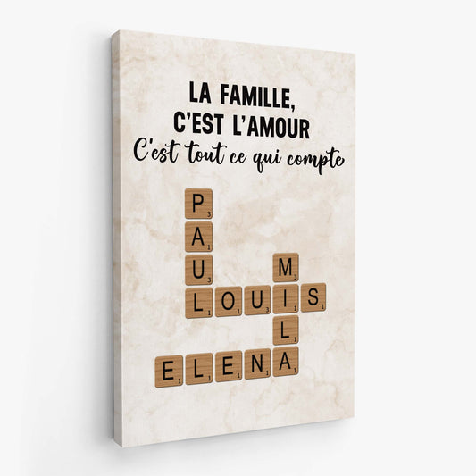 7328CFR2 toile mot croise personnalise amour eternel de la famille 7328c8m5i