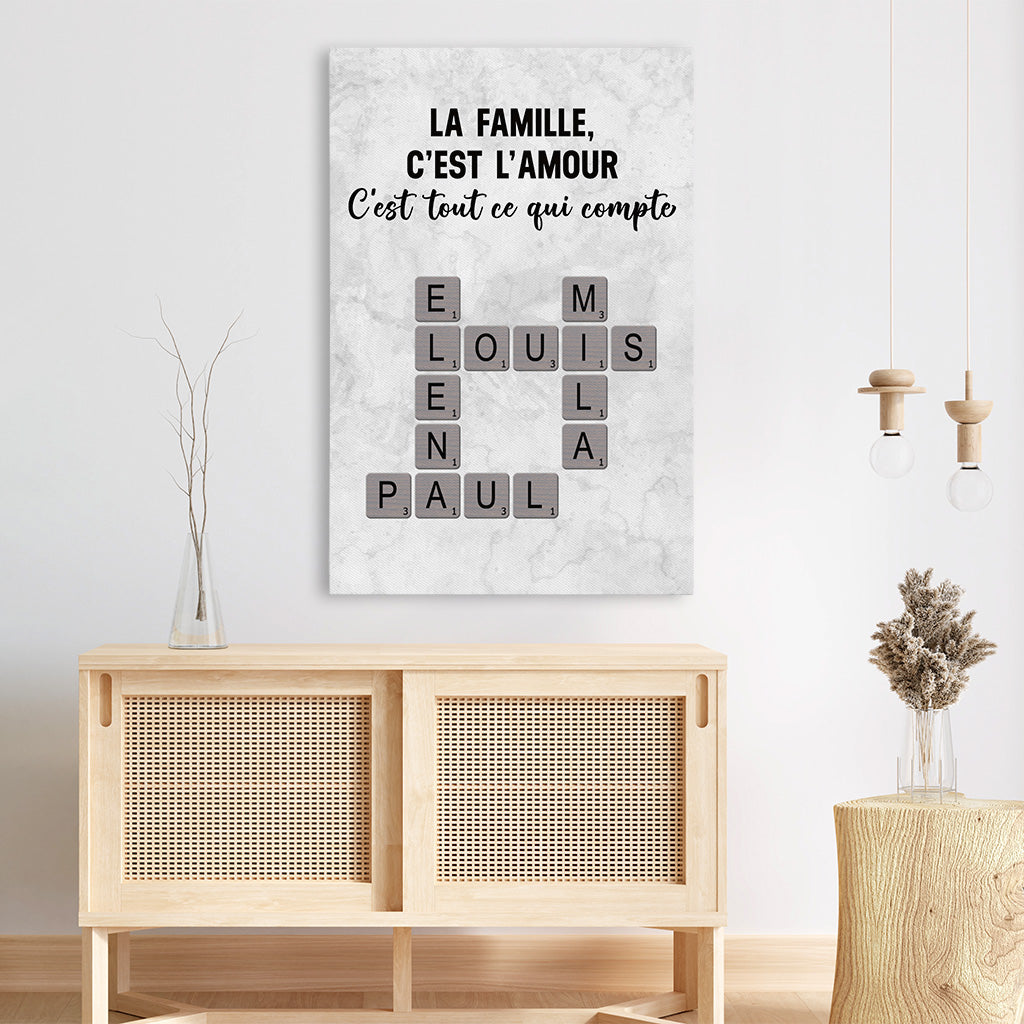 7328CFR3 toile mot croise personnalise amour eternel de la famille 7328c8m5i