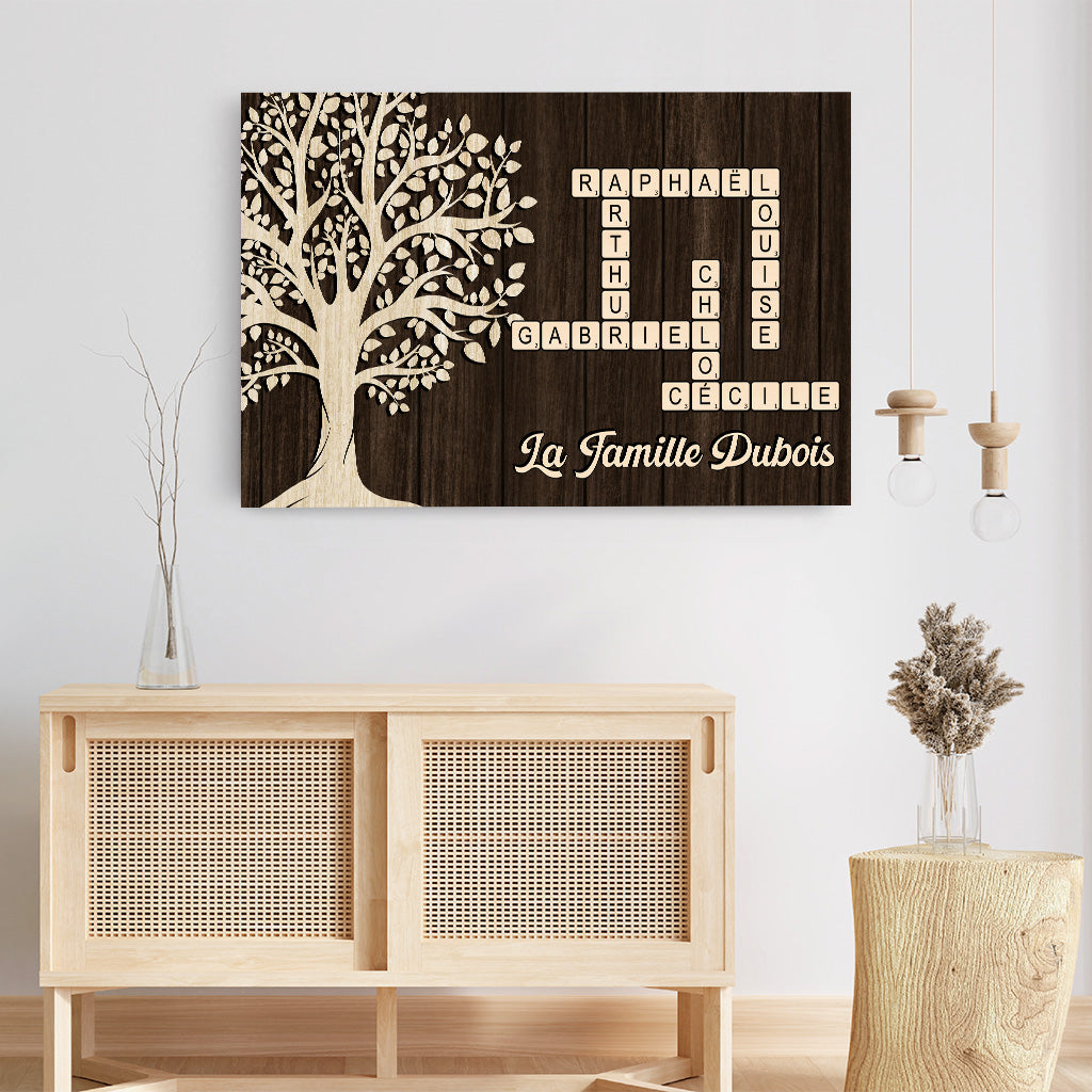 7329CFR3 toile personnalisee famille arbre de vie avec mots croises 7329c8v5i