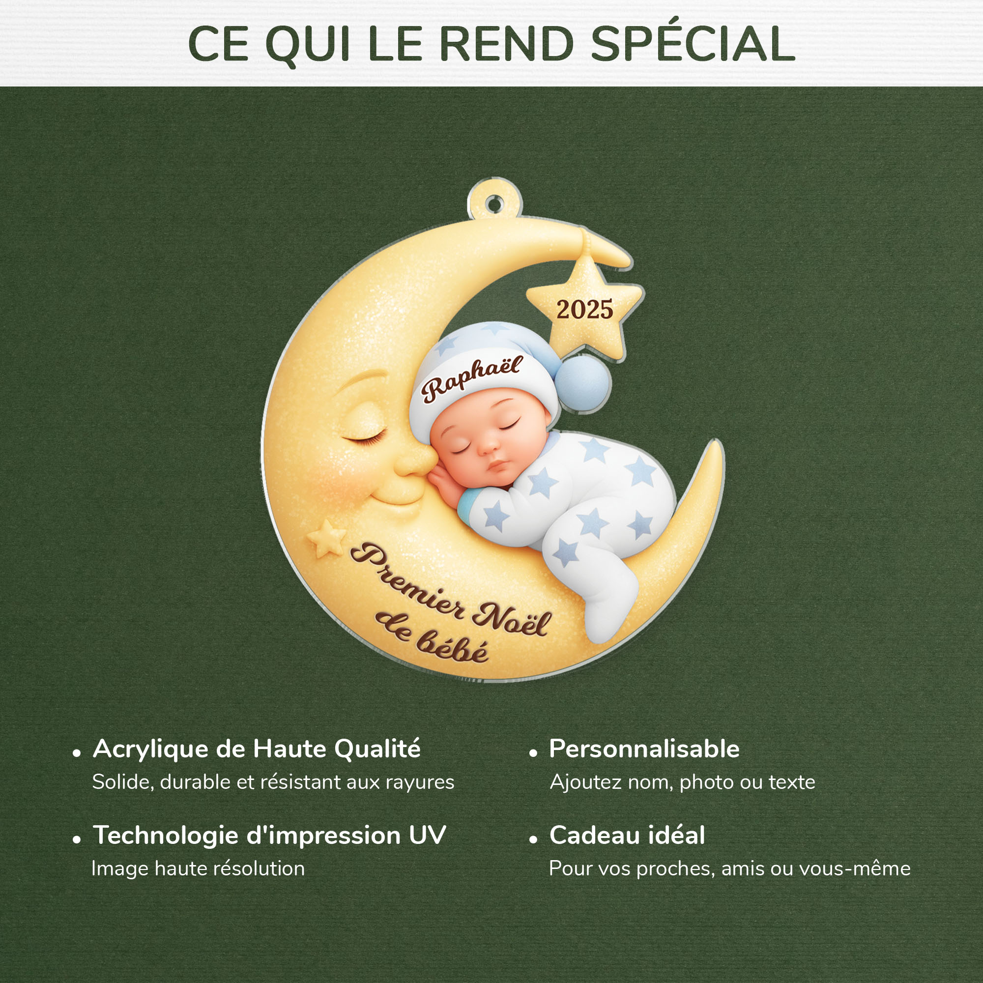 Ornement De Noël Personnalisé Acrylique - Premier Noël De Notre Bébé Ornement De Noël Personnalisé Acrylique - Premier Noël De Notre Bébé